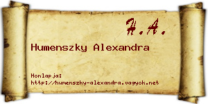 Humenszky Alexandra névjegykártya